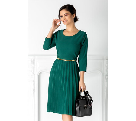 Rochie Taby verde clos plisata