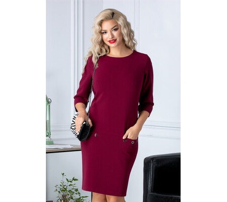 Rochie Venice bordo conica cu buzunare in fata